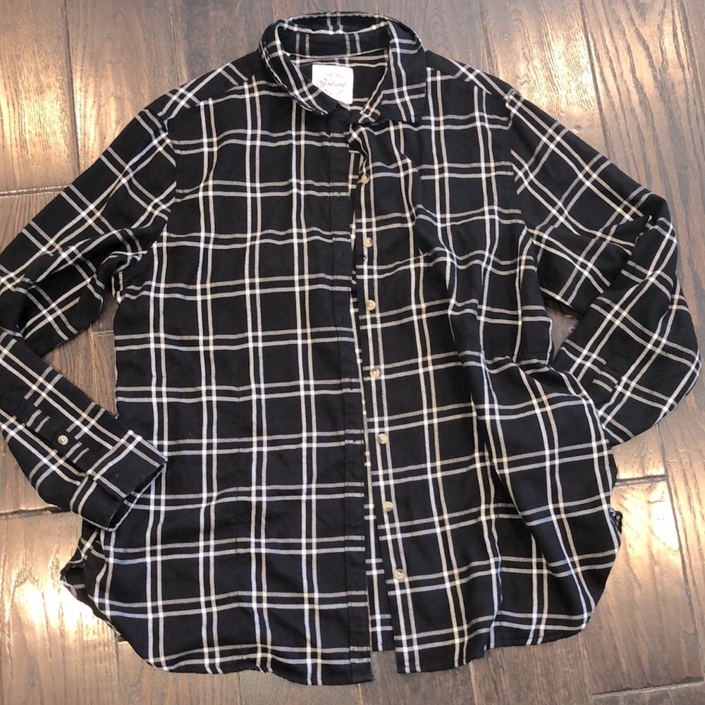Jachs girlfriend black and white striped button down shirt size XLarge